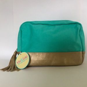 Teal and Metallic Gold Travel Bag by Viv & Lou